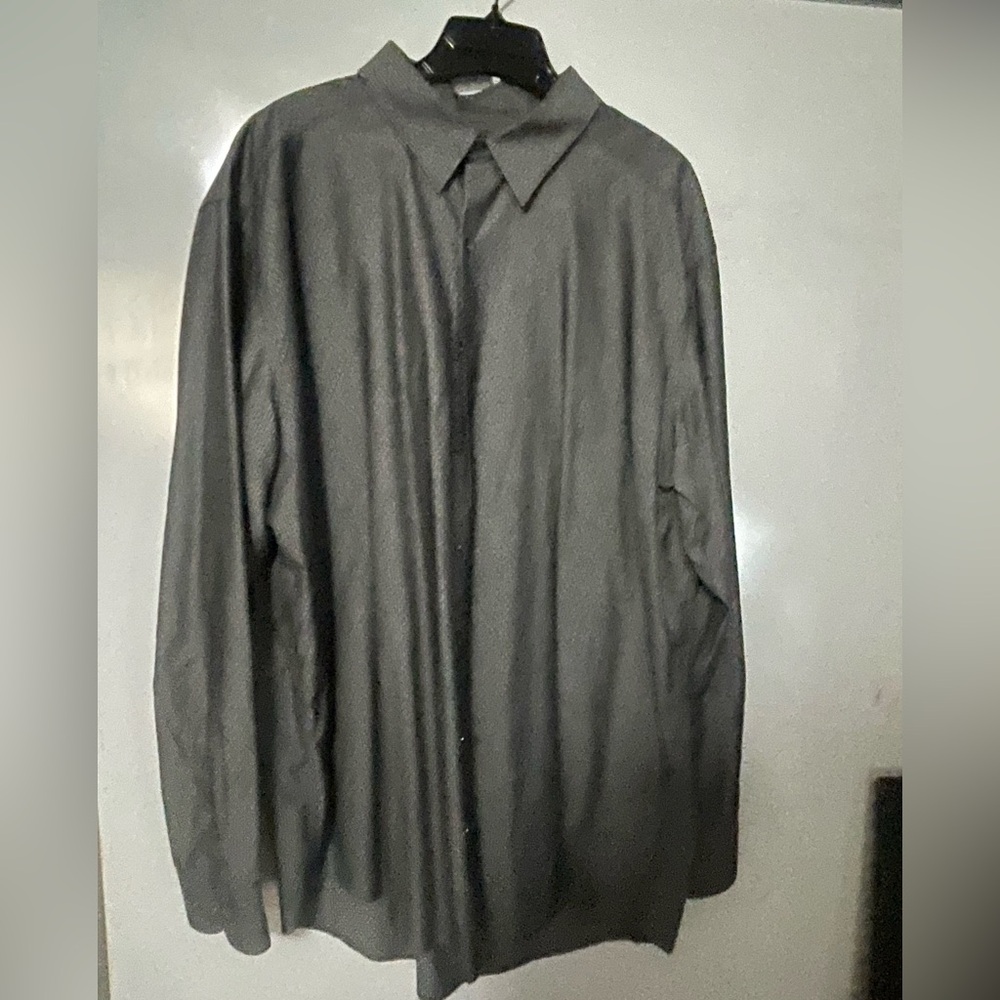Perry Ellis Gray/Silver 2XT Long Sleeve Top Dress Shirt